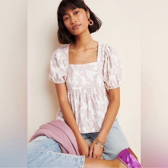 Anthropologie Maeve Batia Textured Babydoll Top Size M - Picture 7 of 15